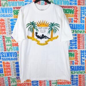 Vintage 90s Lazy Girl Club Aruba T Shirt Size L Sleep All Day Party All Night